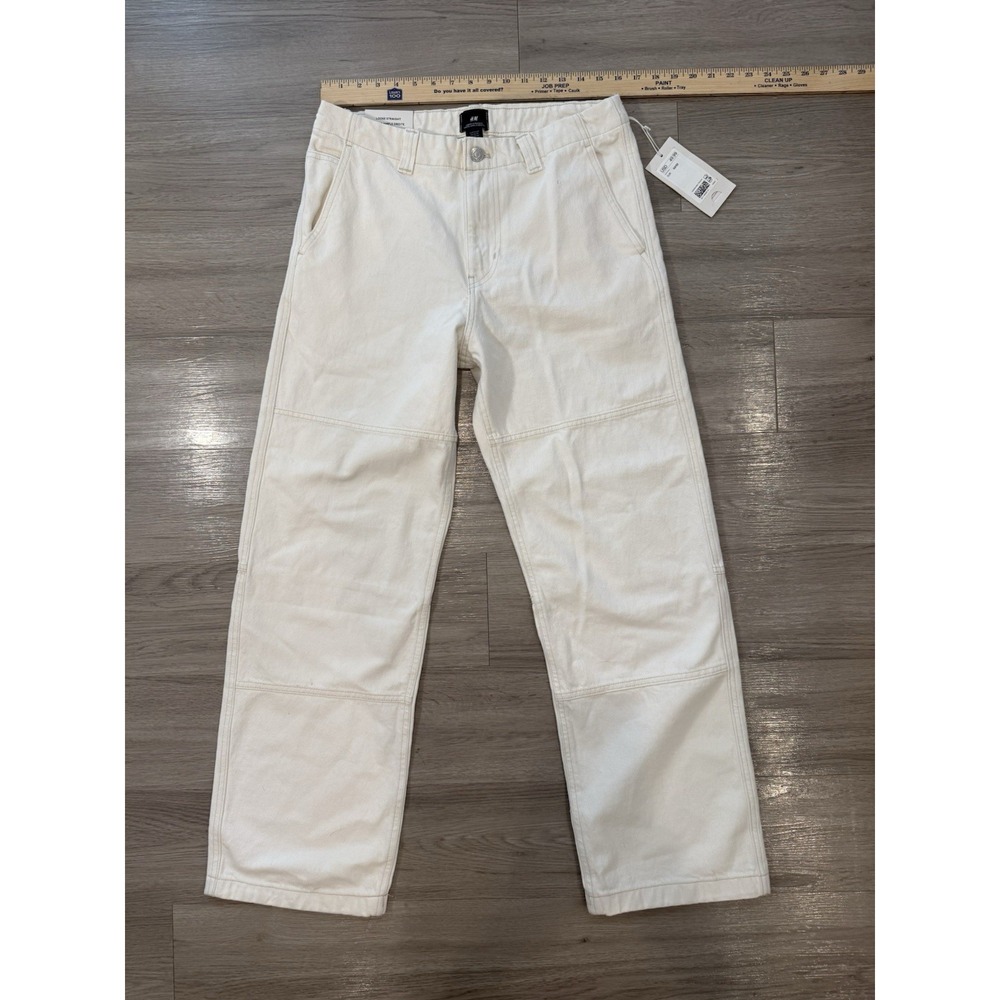 NWT H&M Loose Straight Jeans White Men's Size 32x32 Denim
